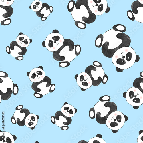 niebieskie-tlo,-panda,-tapeta,-plakat