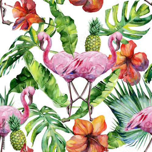 akwareli-ilustracja-tropikalny-rozowy-flaming-ptaka-modna-grafika-z-motywem-tropic-summertime-egzotyczna-sztuka-hawajow-bez-szwu-wzor-lustra