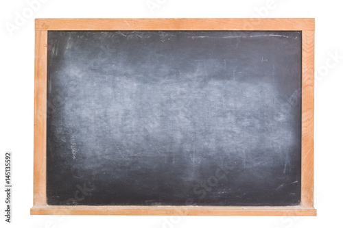 Empty Black Chalkboard With A Wooden Frame Isolated On White Empty Black Chalkboard With A Wooden Frame Isolated On White