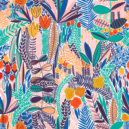 Tropical seamless floral pattern