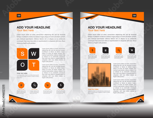 Business brochure flyer template, Orange cover design, annual report, newsletter, ads