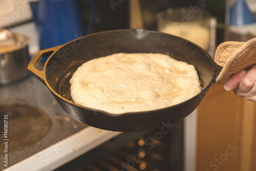 Pizza Crust in Iron Pan