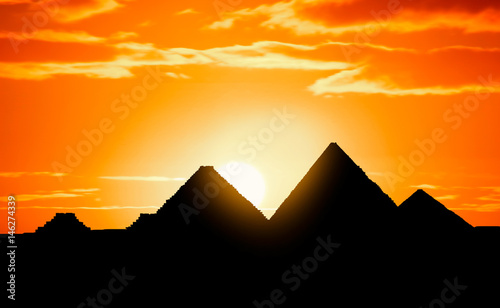 pyramids in sunset