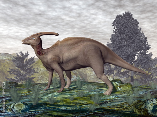 dinozaur-parasaurolophus-3d-render