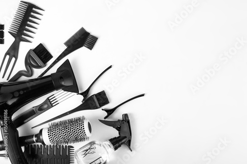 Set of hairdressers on white background. top view © redfox331