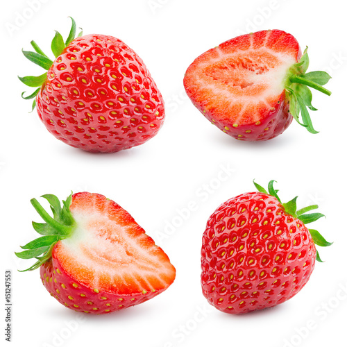Strawberry. Fresh ripe berry isolated on white background. Collection.