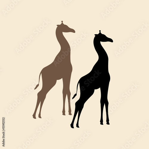 Obraz na płótnie Giraffe vector illustration style Flat silhouette