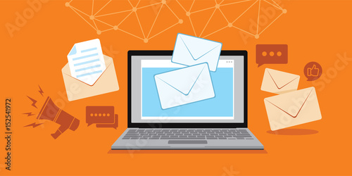 email and message technology with laptop illustration