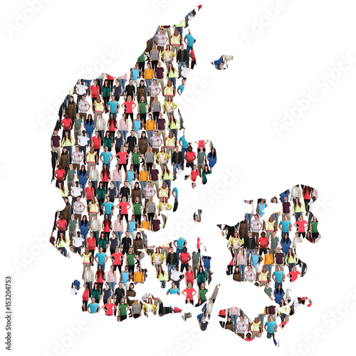 Poster Dänemark Karte Leute Menschen People Gruppe Menschengruppe multikulturell