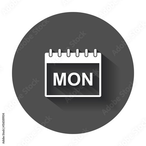 Monday calendar page pictogram icon. Simple flat pictogram for business, marketing, internet concept with long shadow.