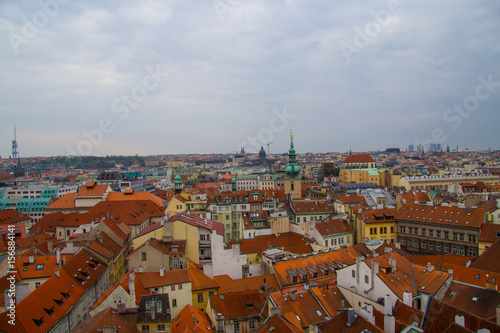 Poster Vista dall'alto dei tetti del centro di Praga dalla torre dell'orologio, Repubbl