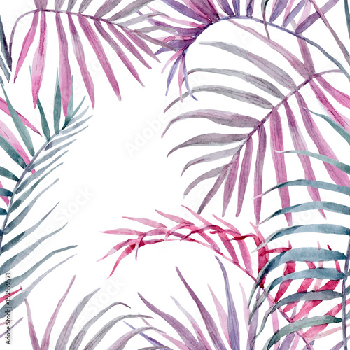 Fototapeta Watercolor vector tropical floral pattern