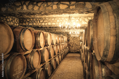 Lacobel Vintage winery cellar with wine barrels