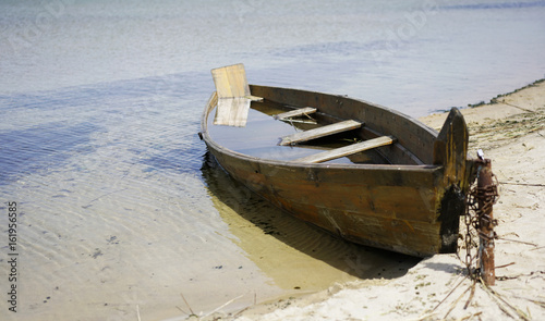Obraz Fotograficzny Landscape with a lake and boats.