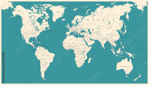 Obraz na płótnie Vintage World Map - Vector Illustration