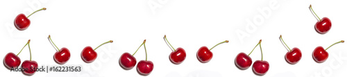  panorama pattern of red shiny sweet cherry berries
