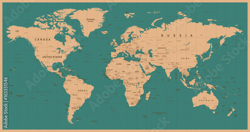 Obraz Fotograficzny World Map Vector Vintage. Detailed illustration of worldmap