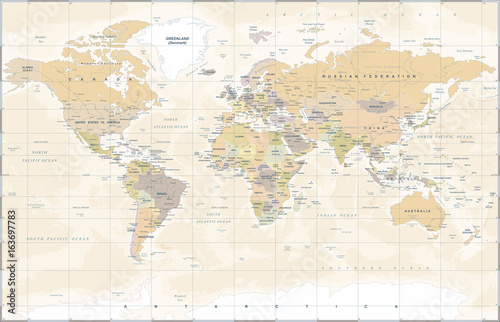 Obraz Fotograficzny Vintage World Map - Vector Illustration