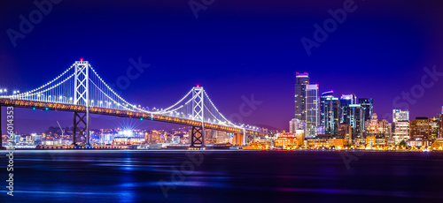 oakland bay bridge views near san francisco california in the evening
