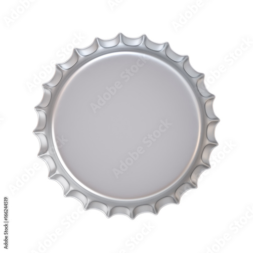 Blank metal bottle cap under the lid side isolated on white background . 3D rendering.