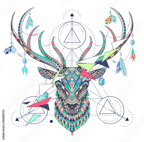  Patterned head of the deer with geometry