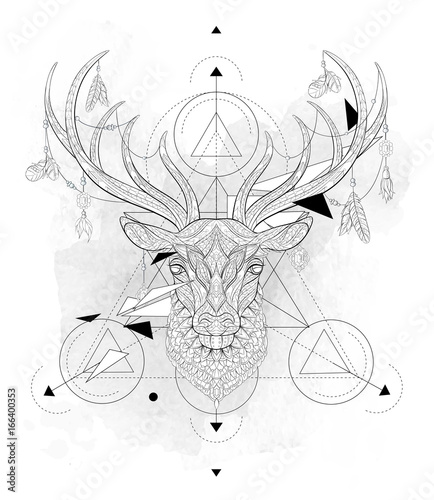  Patterned head of the deer with geometry