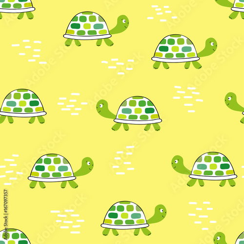 patron-sin-fisuras-con-tortuga-verde-sobre-fondo-amarillo-vector-con-tortugas-de-dibujos-animados