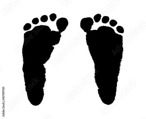 Newborn infant baby footprints / foot prints flat vector icon for apps and websites