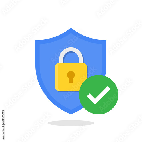 Shield with padlock and check mark. Modern flat vector icon © Succo Design