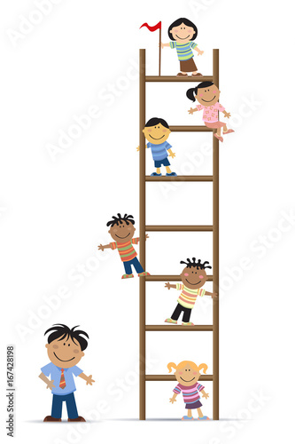 Child Climbing Ladder Clipart