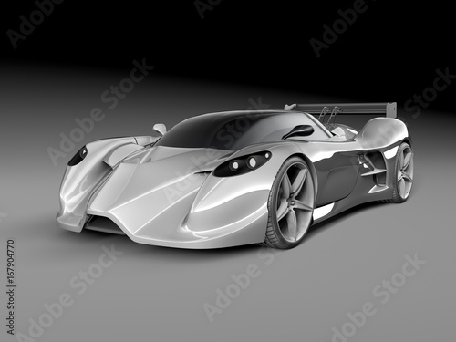 srebrny-samochod-sportowy,-grafika-3d,-plakat