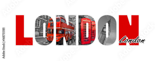 Obraz na płótnie London letters, isolated on white background, travel and tourism in UK concept