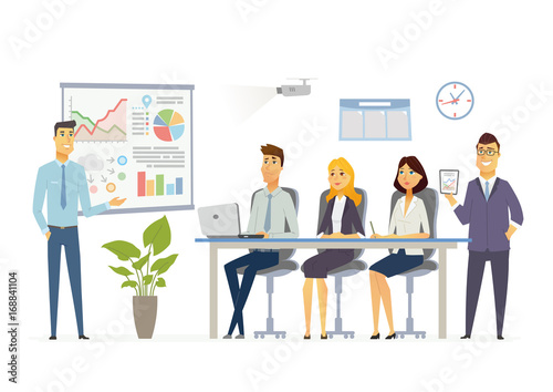 Business Meeting - modern vector cartoon characters illustration