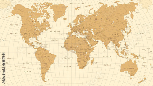Obraz na płótnie World Map Vintage Vector. Detailed illustration of worldmap