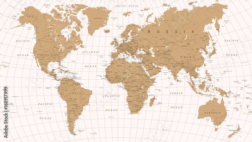 Obraz Fotograficzny World Map Vintage Vector
