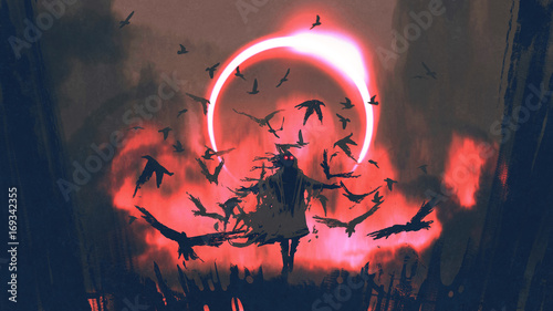 mago-de-cuervos-que-hechiza-en-el-misterioso-campo-con-eclipse-solar-estilo-de-arte-digital-pintura-ilustrativa