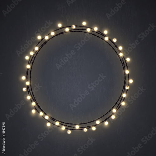 Warm Colored Incandescent Light String Wreath On The Dark Warm Colored Incandescent Light String Wreath On The Dark Grey Background Vector Outdoor Patio