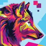 Wolf head pop art illustration style