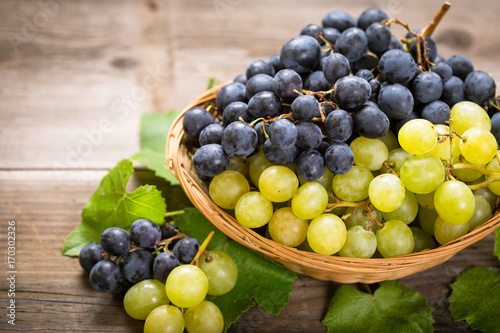 Fresh grapes in the basket