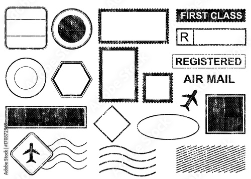 Blank postal stamps set.illustration vector