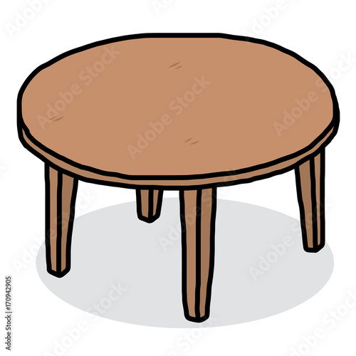 round wooden table / cartoon vector and illustration, hand drawn style ...