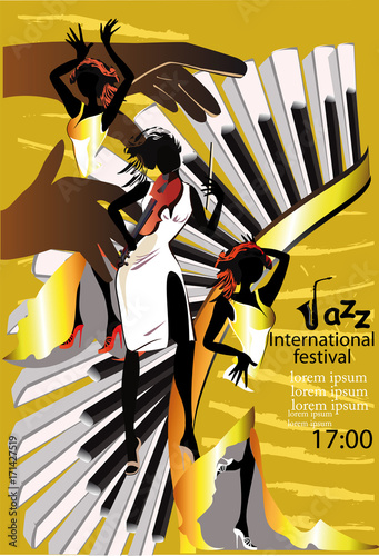 jazz-poster-mit-musikern-und-musikinstrumenten-hand-gezeichnete-vektorabbildung