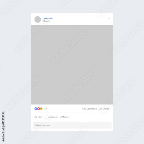 Mobile photo frame template inspired by Facebook. Social network concept. Vector illustration