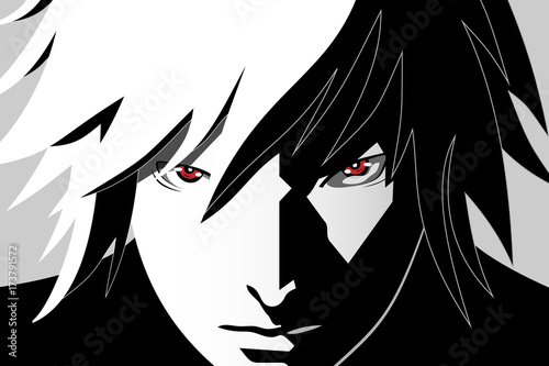 Anime Eyes Red Eyes On Black And White Background Anime Face From