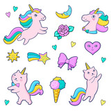 Set of fashion patch badges for girls