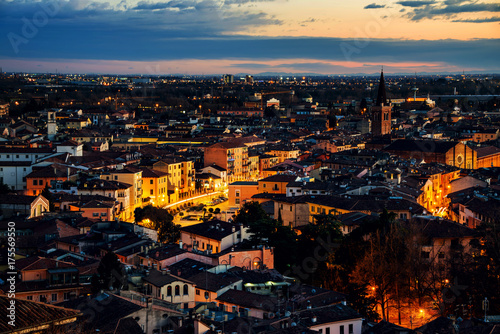 Poster Aerial view of famous touristic city Verona in Italy at sunset