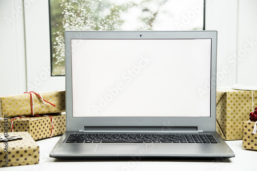 Cyber Monday - a day of discounts in online stores to buy gifts for winter holidays New Year and Christmas