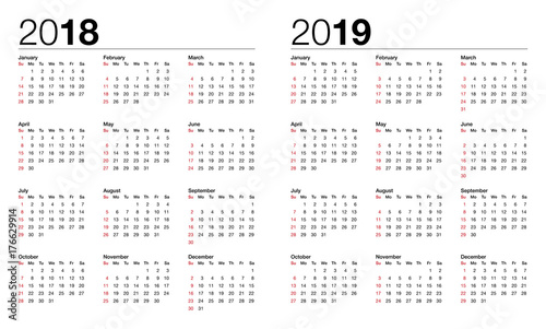 calendar for 2017 and 2018