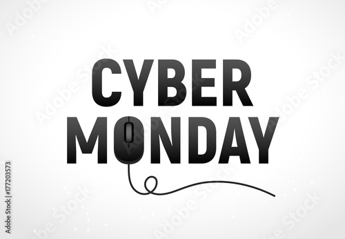 Cyber monday sale vector illustration. Cyber monday advertisign with mouse. Online sale backgrund design