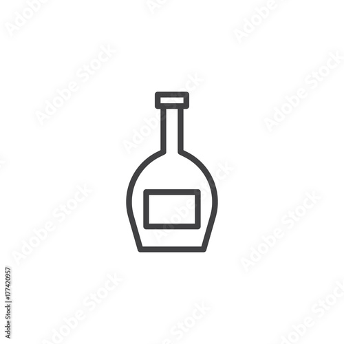 Whiskey bottle line icon, outline vector sign, linear style pictogram isolated on white. Symbol, logo illustration. Editable stroke
